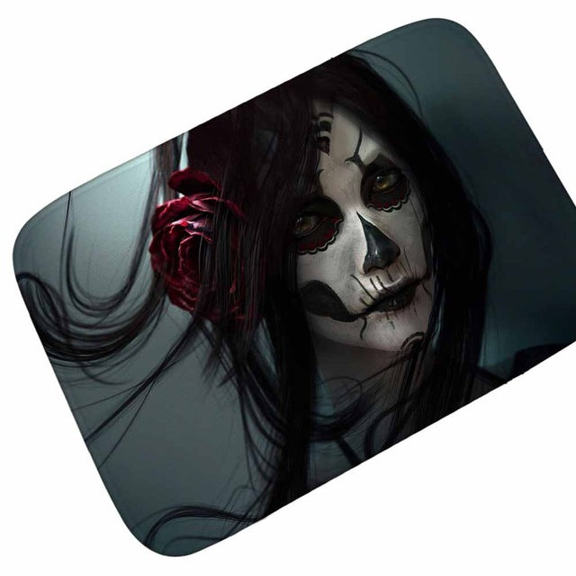 Punk Skull Printed Corridor Mats Hallway Carpet Anti-slip Outdoor Rugs Front Door Mats