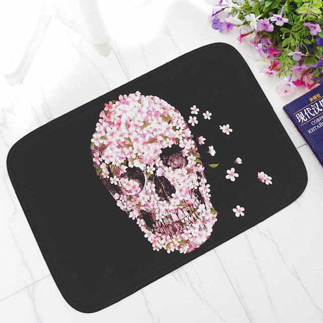 Punk Skull Printed Corridor Mats Hallway Carpet Anti-slip Outdoor Rugs Front Door Mats
