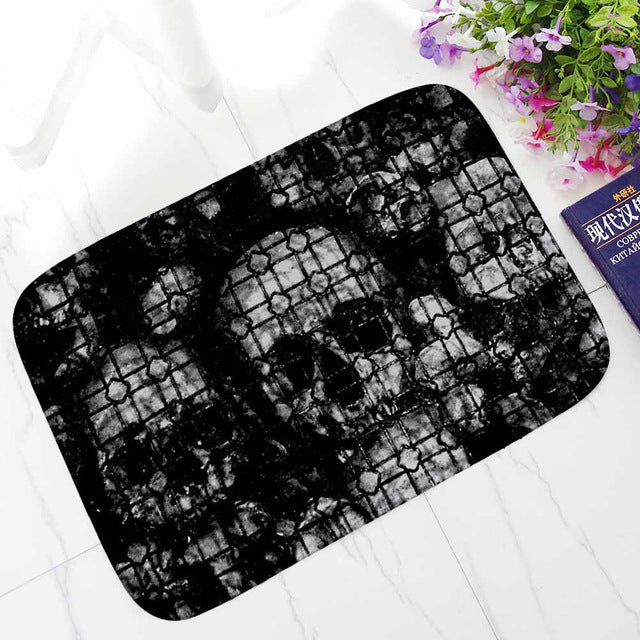 Punk Skull Printed Corridor Mats Hallway Carpet Anti-slip Outdoor Rugs Front Door Mats