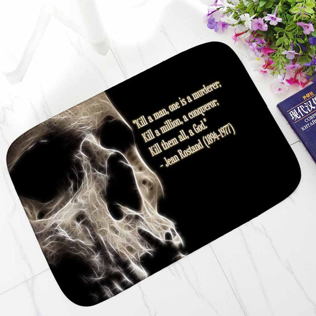 Punk Skull Printed Corridor Mats Hallway Carpet Anti-slip Outdoor Rugs Front Door Mats
