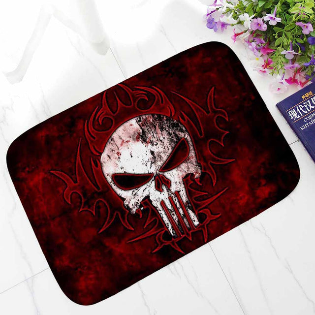 Punk Skull Printed Corridor Mats Hallway Carpet Anti-slip Outdoor Rugs Front Door Mats