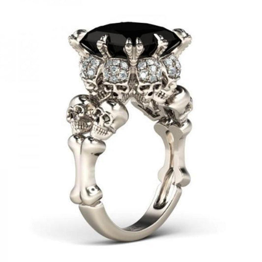 Skull Ring Black Zircon Women's Wedding Ring