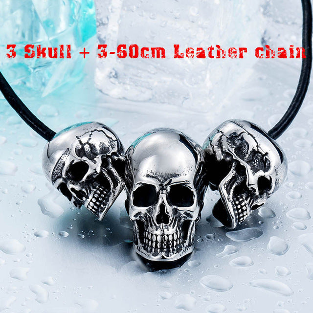 Stainless Steel New Arrival Super Punk Skull Biker Pendant Necklace Fashion charm Jewelry