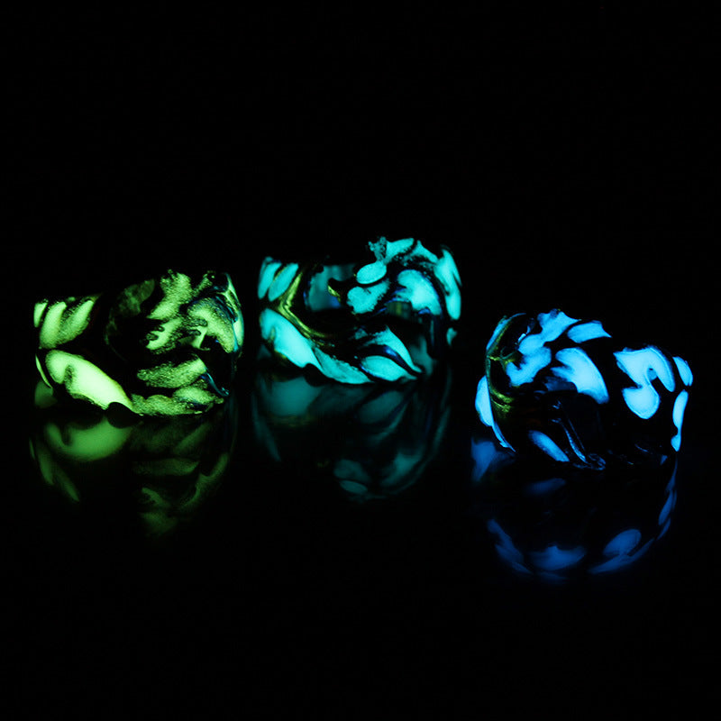 Luminous Dragon Rings Gold Silver Women Rings Glow In The Dark Male Adjustable Ring Jewelry