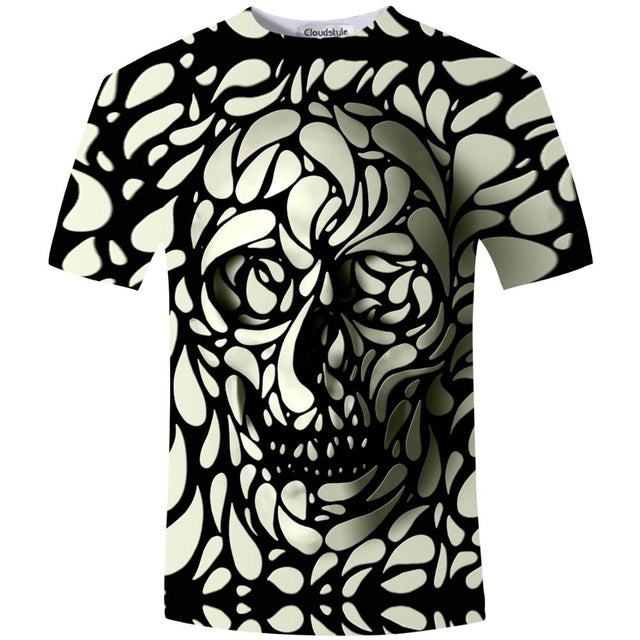 3D Tshirt Men 2018 3D Skull Print Fashion Shirt Top Summer Cool Streetwear Plus Size 5XL