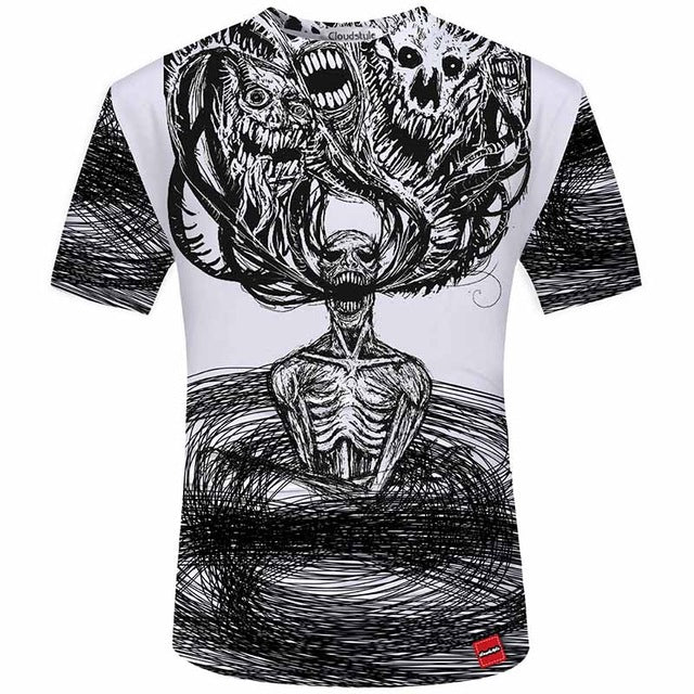 3D Tshirt Men 2018 3D Skull Print Fashion Shirt Top Summer Cool Streetwear Plus Size 5XL