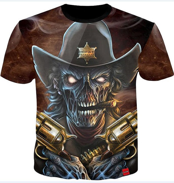 3D Tshirt Men 2018 3D Skull Print Fashion Shirt Top Summer Cool Streetwear Plus Size 5XL