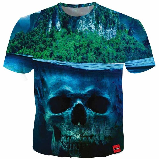 3D Tshirt Men 2018 3D Skull Print Fashion Shirt Top Summer Cool Streetwear Plus Size 5XL