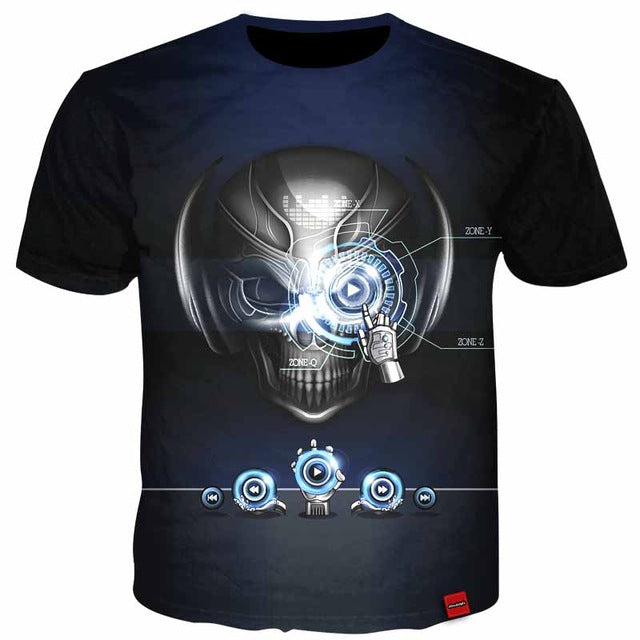 3D Tshirt Men 2018 3D Skull Print Fashion Shirt Top Summer Cool Streetwear Plus Size 5XL