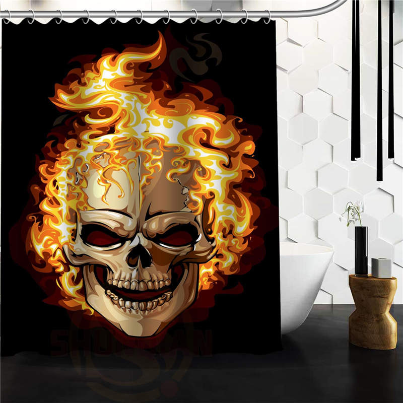 Custom skull Original Designed Skull on flaming Shower Curtain 48x72 inch