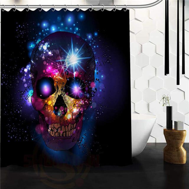 Custom skull Original Designed Skull on flaming Shower Curtain 48x72 inch