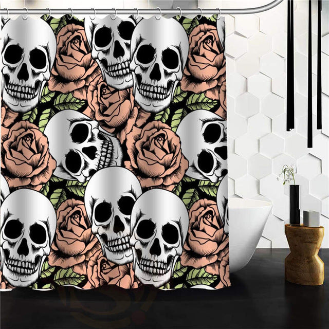 Custom skull Original Designed Skull on flaming Shower Curtain 48x72 inch