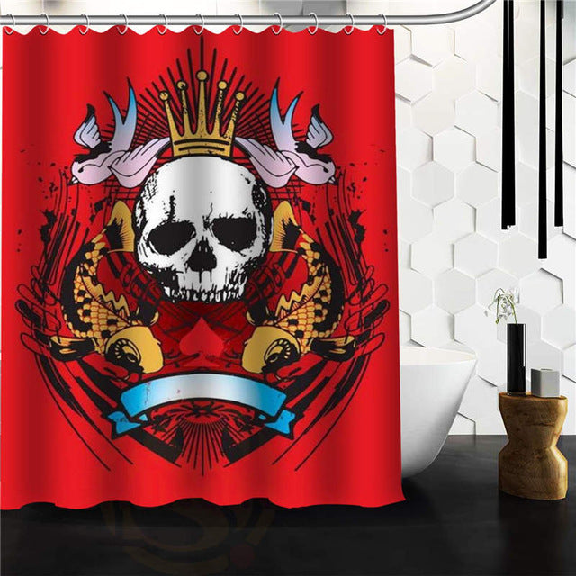 Custom skull Original Designed Skull on flaming Shower Curtain 48x72 inch