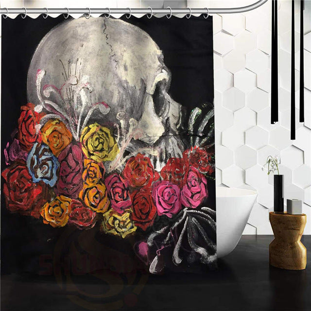 Custom skull Original Designed Skull on flaming Shower Curtain 48x72 inch