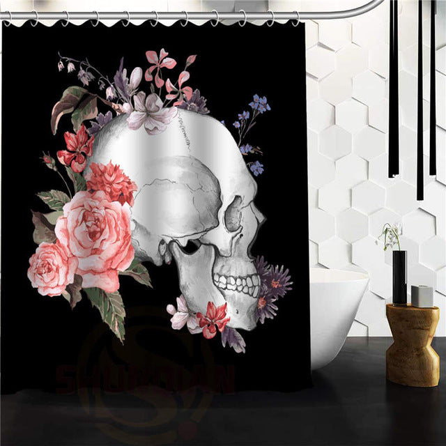 Custom skull Original Designed Skull on flaming Shower Curtain 48x72 inch