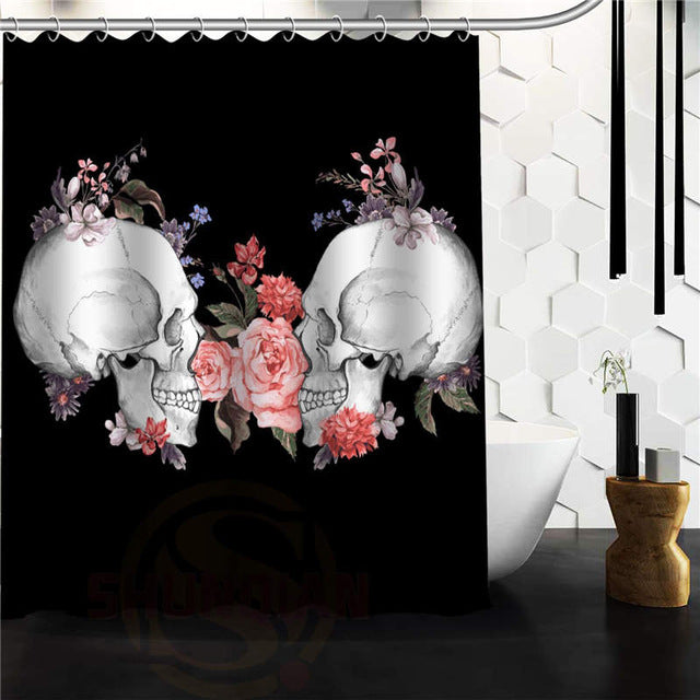 Custom skull Original Designed Skull on flaming Shower Curtain 48x72 inch