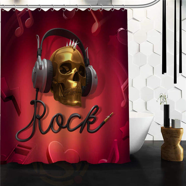 Custom skull Original Designed Skull on flaming Shower Curtain 48x72 inch