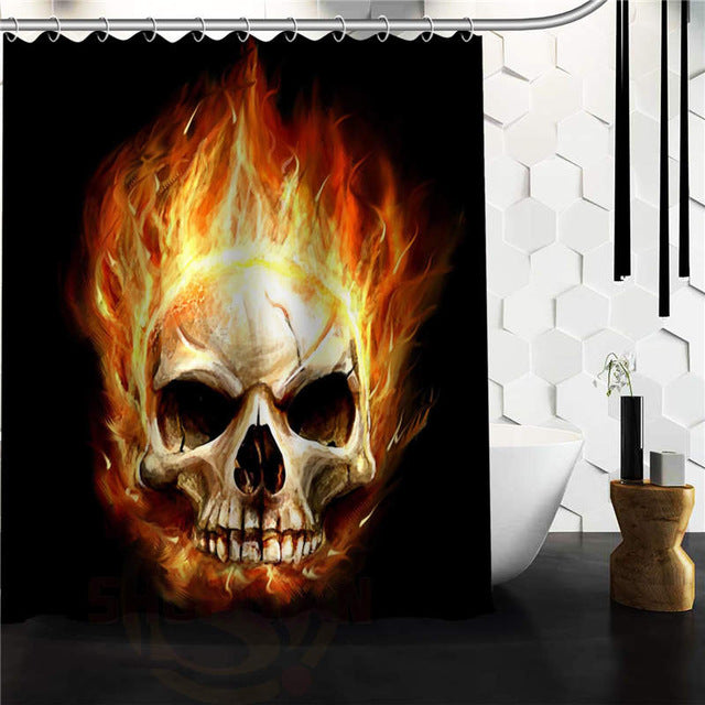 Custom skull Original Designed Skull on flaming Shower Curtain 48x72 inch