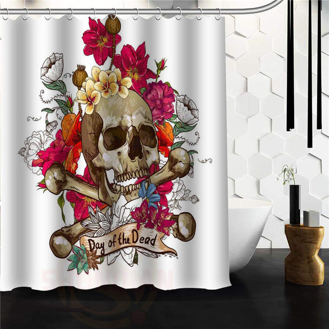 Custom skull Original Designed Skull on flaming Shower Curtain 48x72 inch