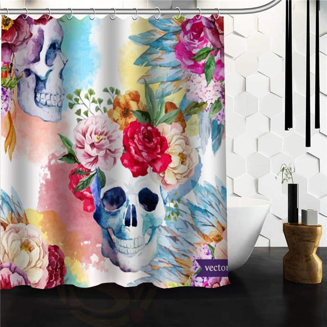 Custom skull Original Designed Skull on flaming Shower Curtain 48x72 inch