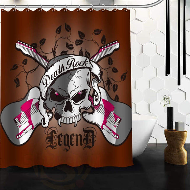 Custom skull Original Designed Skull on flaming Shower Curtain 48x72 inch