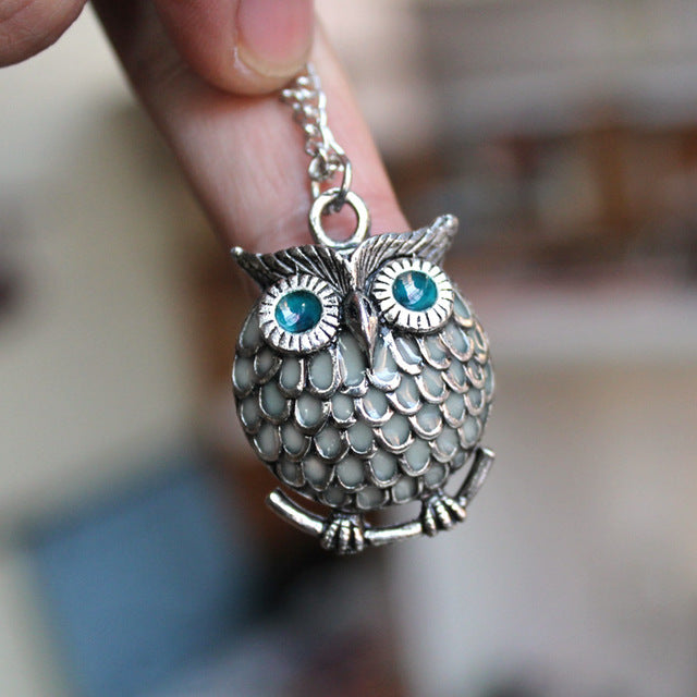 The owl Luminous Necklace Hollow owl Necklace GLOW in the DARK night luminous