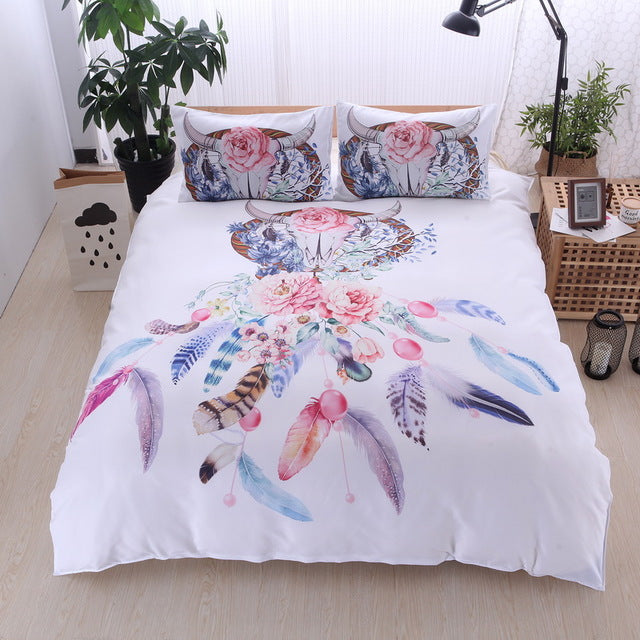 Black and white skull Bedding Set Duvet Printed  Bedding Set 3pcs Duvet Cover and Pillow Case