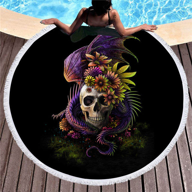 Large Round Beach Towel Adults Super Absorbent Microfiber Tassel Towel Blanket