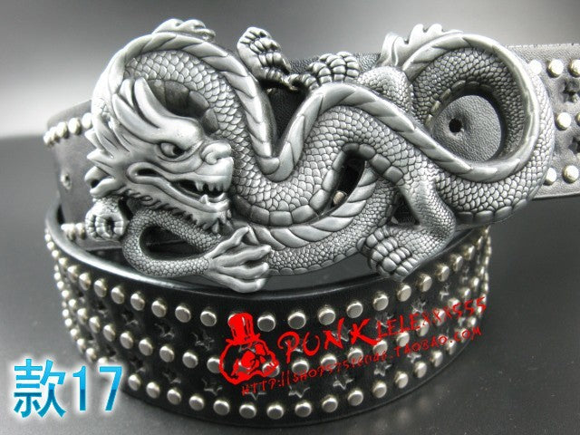 Fashion men Punk belt skull street dance full rivet belts heavy metal rock belt