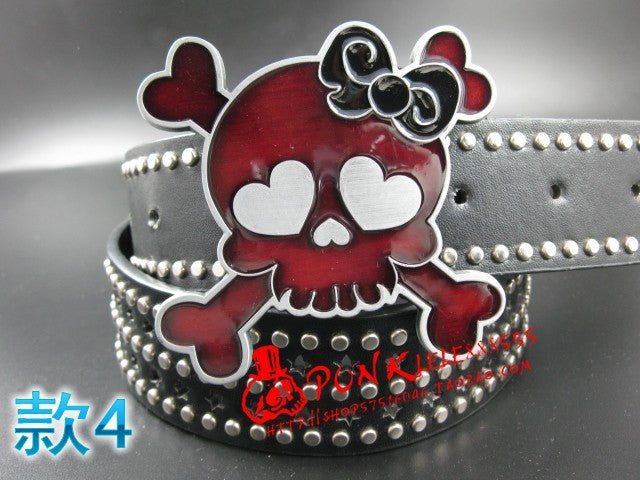 Fashion men Punk belt skull street dance full rivet belts heavy metal rock belt
