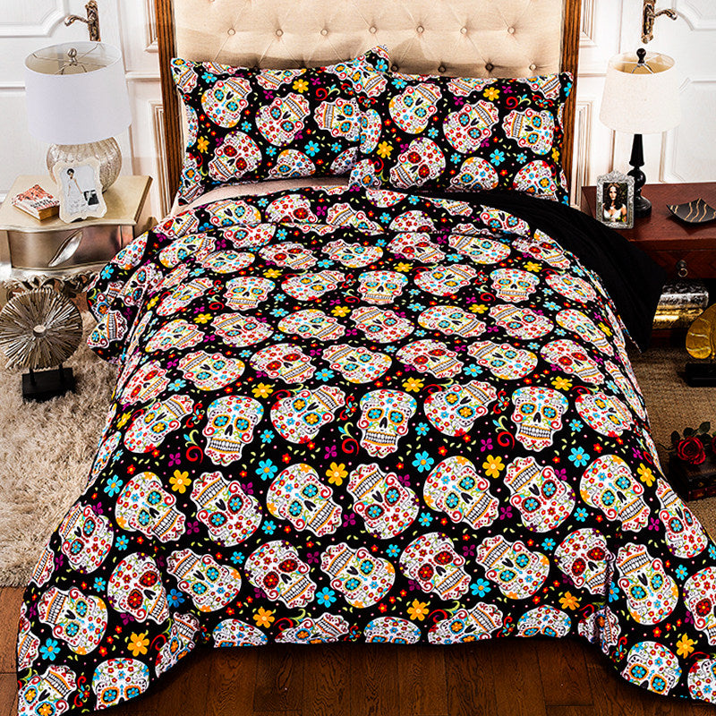 Skull Bedding Set Floral Duvet Cover Set Quilt Cover Bed Cover Pillow Cases Single Double Queen King