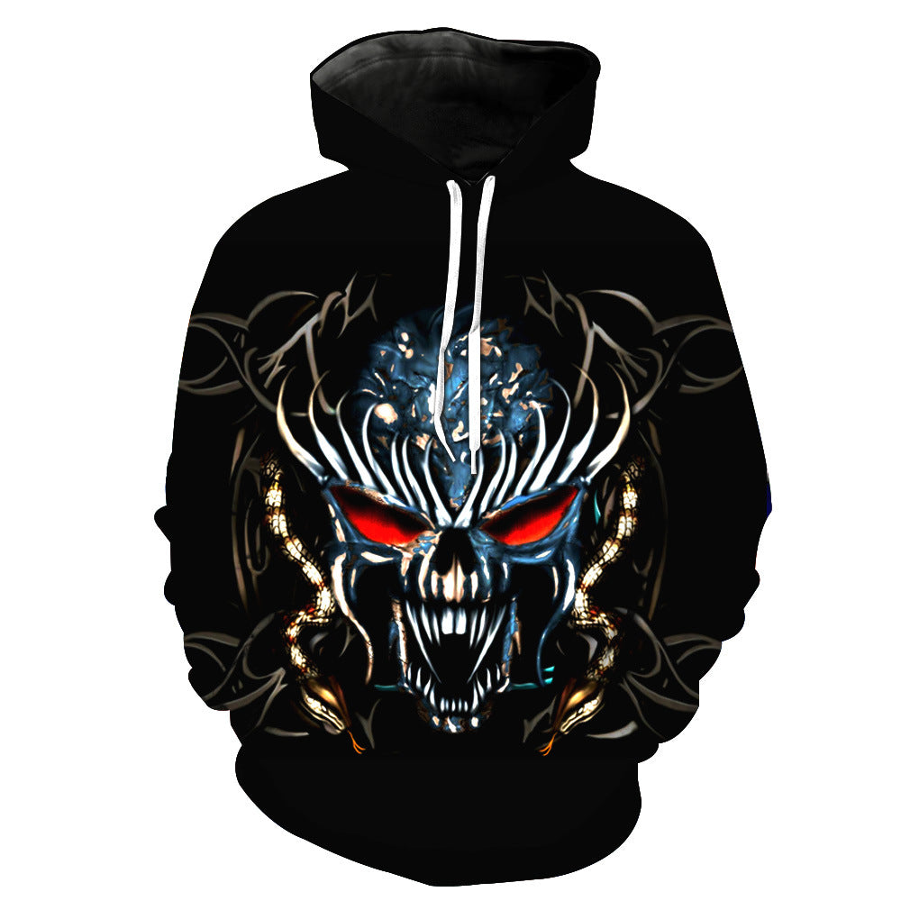 3D Hoodies Men Hooded Sweatshirts Melted Skull 3D Print Casual Tops Autumn Regular Hipster