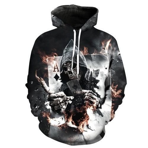3D Hoodies Men Hooded Sweatshirts Melted Skull 3D Print Casual Tops Autumn Regular Hipster