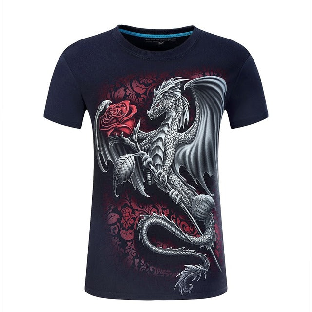 Summer Short Sleeve Cotton Rocksir O-Neck Tshirt 3D Printer Hip Hop Design Skull Tee Shirt 6XL