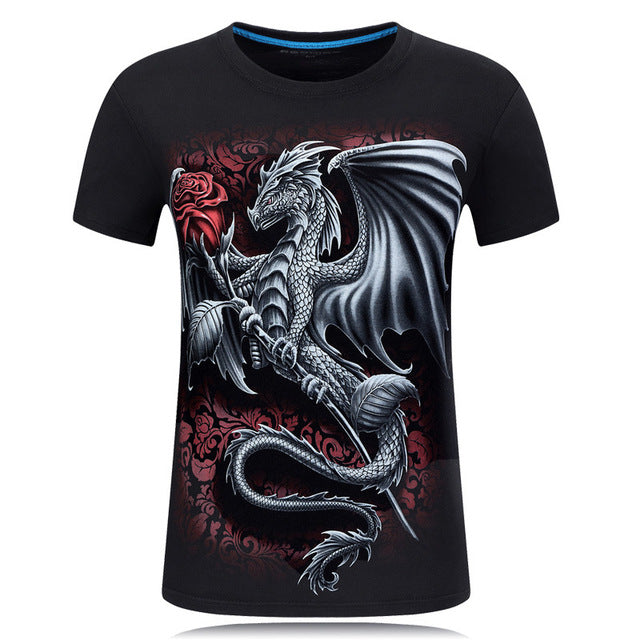 Summer Short Sleeve Cotton Rocksir O-Neck Tshirt 3D Printer Hip Hop Design Skull Tee Shirt 6XL