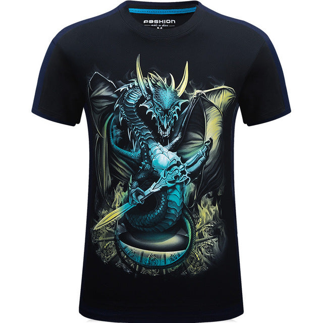 Summer Short Sleeve Cotton Rocksir O-Neck Tshirt 3D Printer Hip Hop Design Skull Tee Shirt 6XL