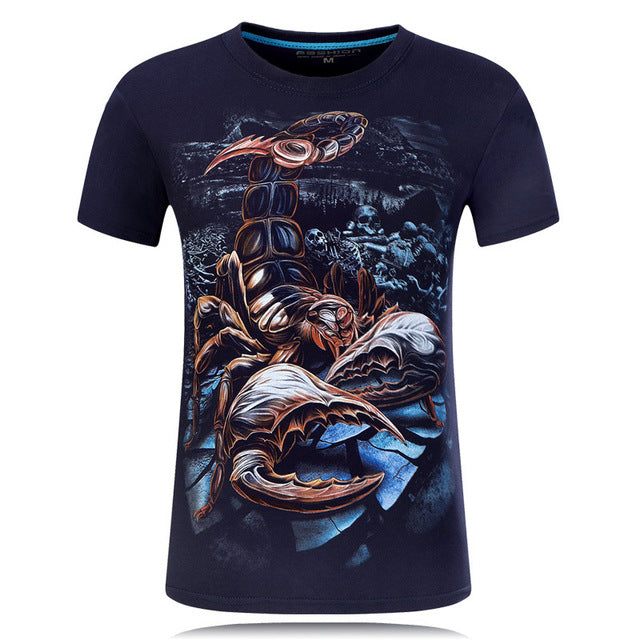 Summer Short Sleeve Cotton Rocksir O-Neck Tshirt 3D Printer Hip Hop Design Skull Tee Shirt 6XL