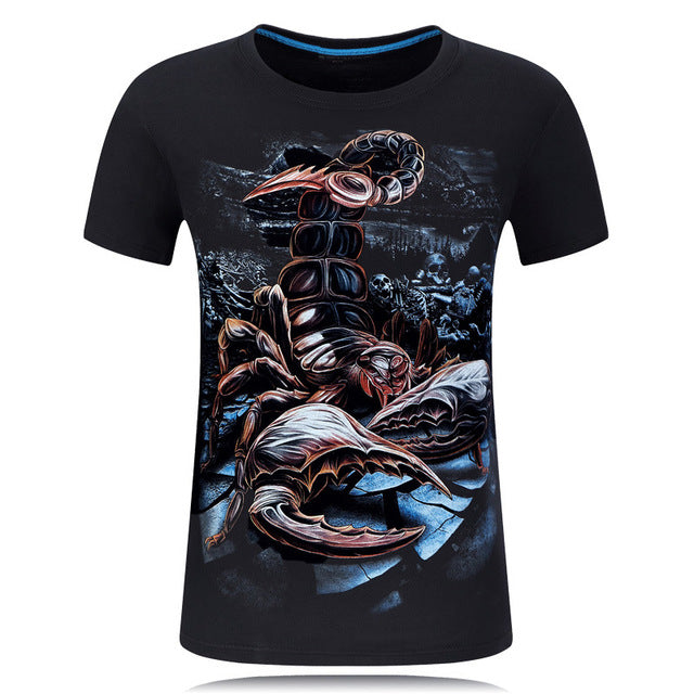 Summer Short Sleeve Cotton Rocksir O-Neck Tshirt 3D Printer Hip Hop Design Skull Tee Shirt 6XL