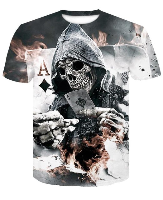 Skull T-shirt for men Newest Fashion Designed Tees Tops Punk Rock Style Man Quick Dry