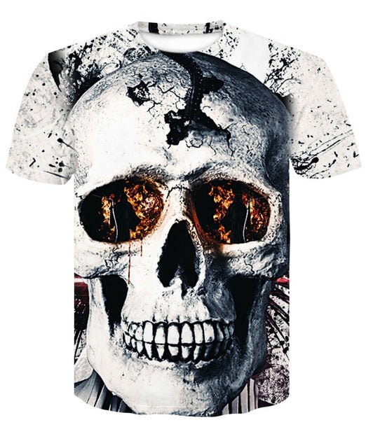 Skull T-shirt for men Newest Fashion Designed Tees Tops Punk Rock Style Man Quick Dry