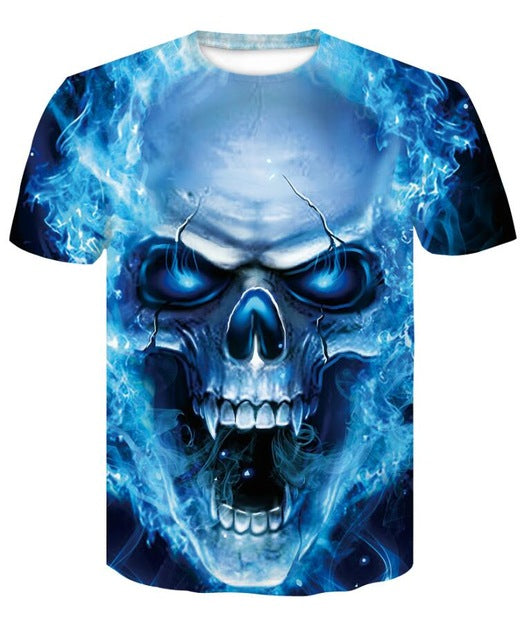 Skull T-shirt for men Newest Fashion Designed Tees Tops Punk Rock Style Man Quick Dry