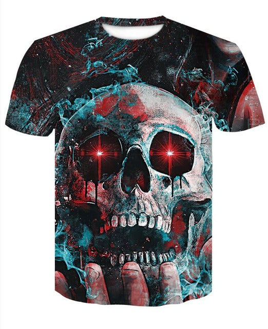 Skull T-shirt for men Newest Fashion Designed Tees Tops Punk Rock Style Man Quick Dry