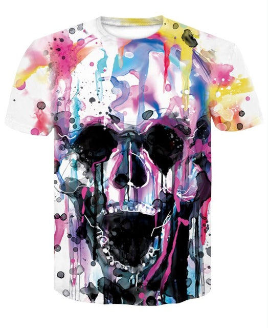 Skull T-shirt for men Newest Fashion Designed Tees Tops Punk Rock Style Man Quick Dry