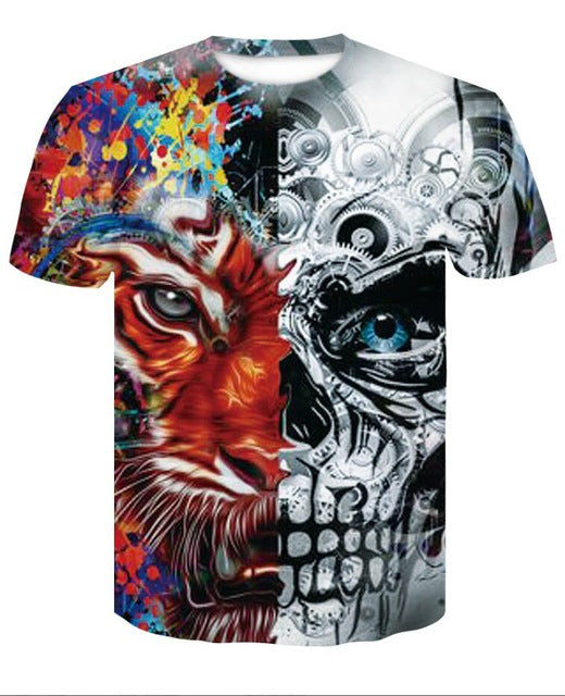 Skull T-shirt for men Newest Fashion Designed Tees Tops Punk Rock Style Man Quick Dry