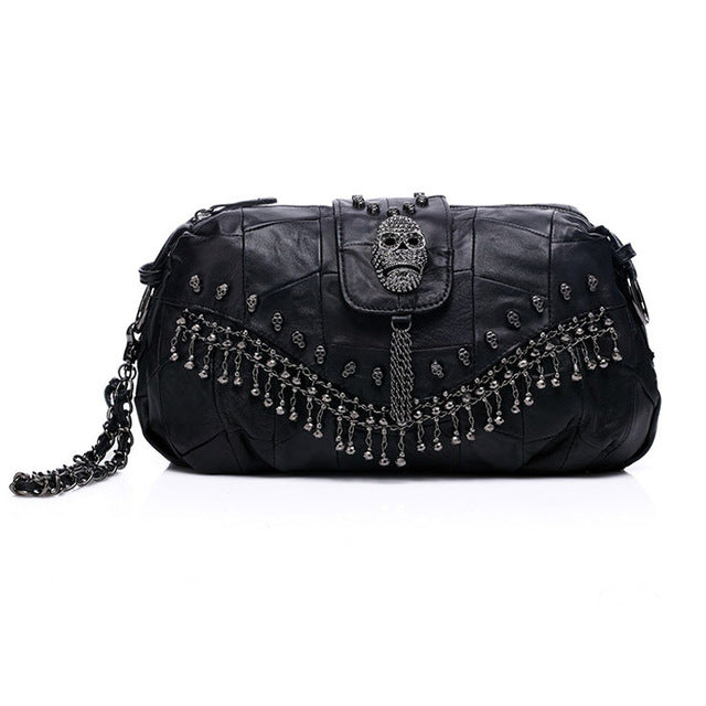 New Famous Designer Brand Bags Women Genuine Leather Handbags Skull Rivet Bag