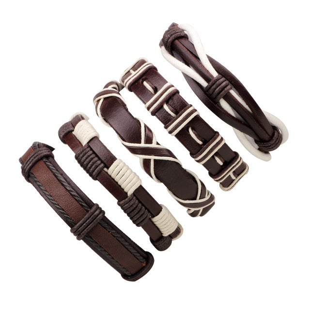 Leather Bracelet Multilayer Punk Skull Star Charm Wrap Hand Bracelets Vintage Bracelets & Bangles