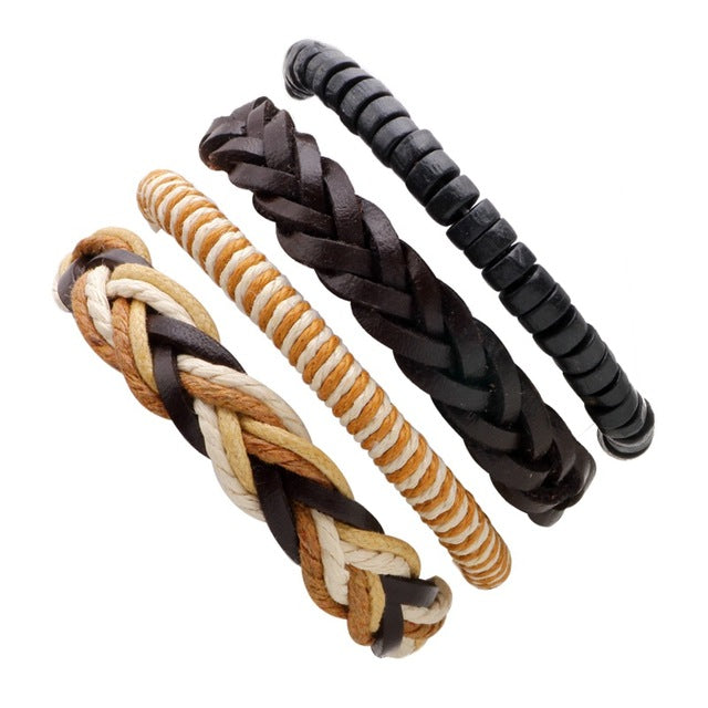 Leather Bracelet Multilayer Punk Skull Star Charm Wrap Hand Bracelets Vintage Bracelets & Bangles