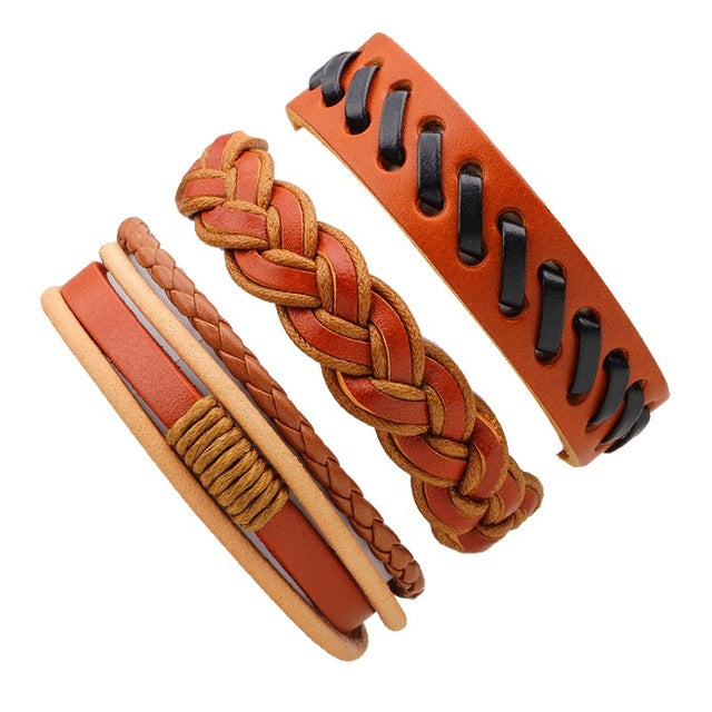 Leather Bracelet Multilayer Punk Skull Star Charm Wrap Hand Bracelets Vintage Bracelets & Bangles