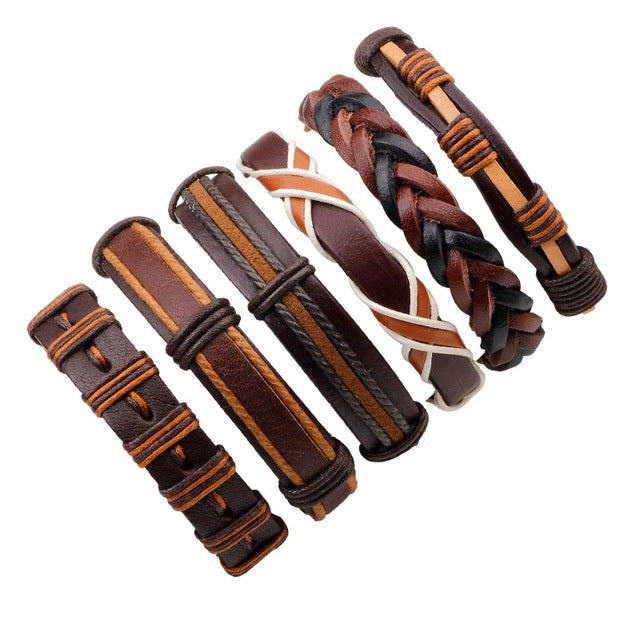 Leather Bracelet Multilayer Punk Skull Star Charm Wrap Hand Bracelets Vintage Bracelets & Bangles