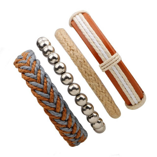 Leather Bracelet Multilayer Punk Skull Star Charm Wrap Hand Bracelets Vintage Bracelets & Bangles